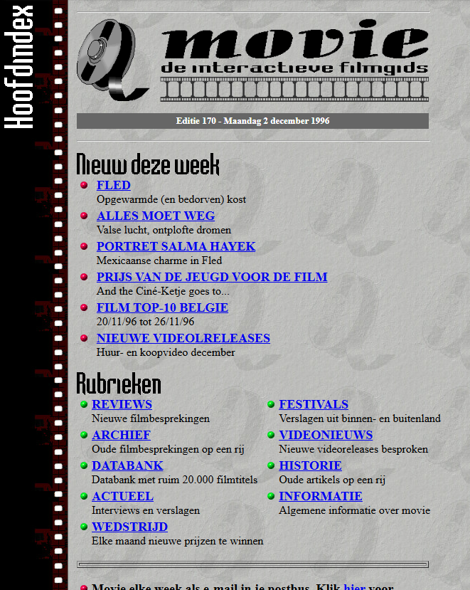 De allereerste grijze index — in een tijd waarin Netscape de enige navigator was.